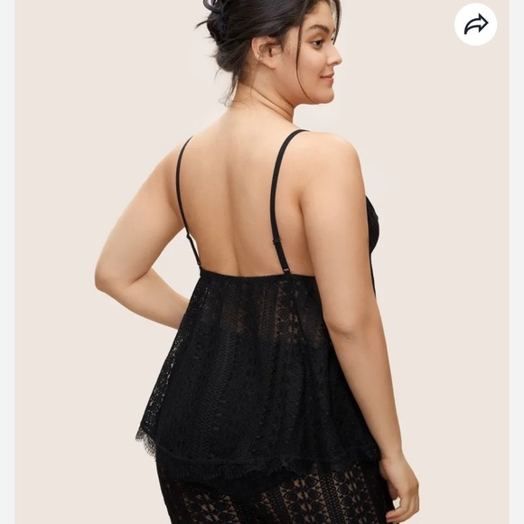 BloomChic Plus Size XL Lace Panel Bowknot Ribbon Cami Sleep Top us14-16 - Picture 2 of 6